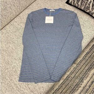 The Row Blue and Gray Striped Long Sleeve Sweater